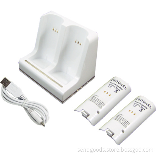 Dual Charger 2 2800Mah battery Dock for Nintendo Wii Remote NEW